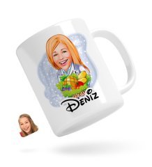 Kişiye Özel Kadın Diyetisyen Karikatürlü Beyaz Kupa Bardak-1