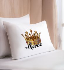 BK Gift Kişiye Özel Kral Tacı Tasarrımlı Pamuklu Yastık Kılıfı ve Göz Bandı Uyku Seti-2, Tasarım Ev Tekstili, Uyku Bandı, Ev Hediyesi