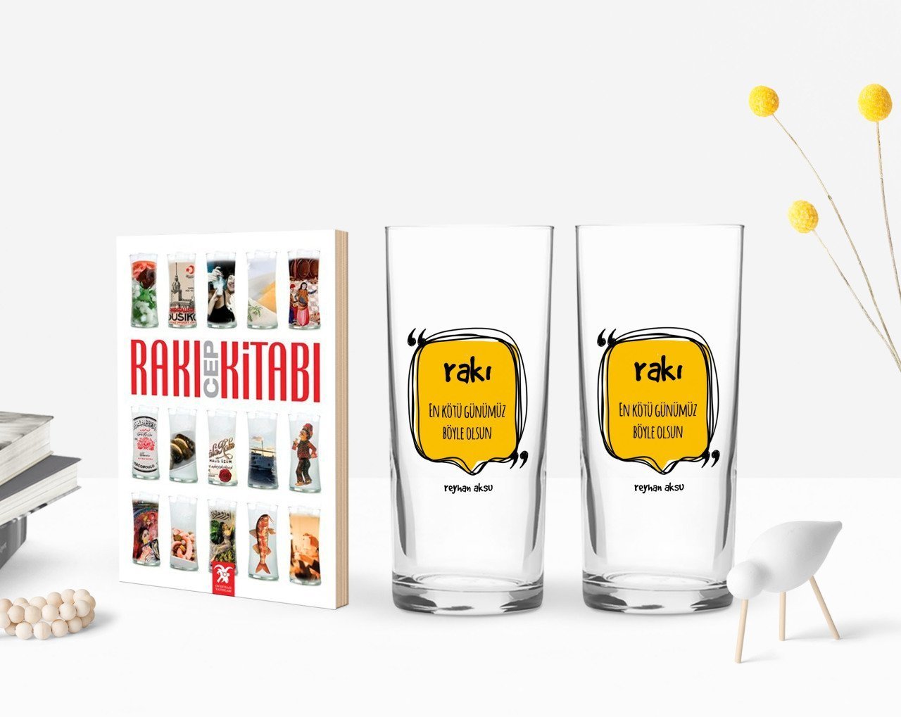 Kişiye Özel Renkli Baskılı En Kötü Günümüz Böyle Olsun Tasarımlı İkili Rakı Bardağı ve Rakı Cep Kitabı Hediye Seti-3