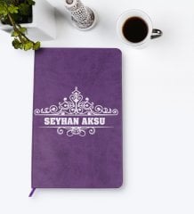 Kişiye Özel İsimli Mor Termo Deri Defter Model 32
