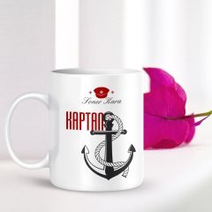 Kişiye Özel Mesleki Kaptan Beyaz Kupa Bardak - 001