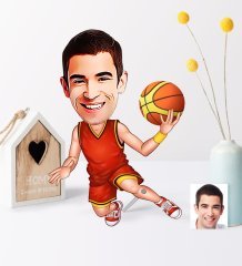 Kişiye Özel Bay Basketbolcu Karikatür Ahşap Biblo - 1