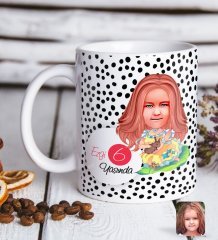 Kişiye Özel Kız Çocuk Yaş Karikatürlü Beyaz Kupa Bardak-12