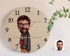 Kişiye Özel Erkek Karikatürlü Otantik Ahşap Palet Saat-60