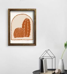 BK Gift Kaktüs Tasarımlı Doğal Masif Ahşap Çerçeveli Tablo 30x40cm-23