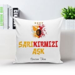 Kişiye Özel Sarı Kırmızı Aşk Yastık Kılıfı