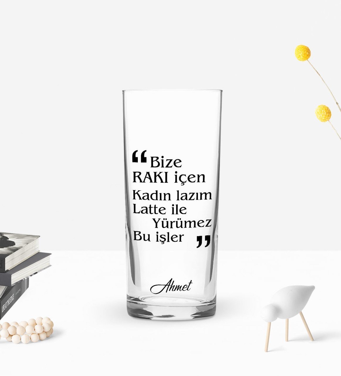 Kişiye Özel Renkli Baskılı Bize Rakı İçen Tasarımlı Rakı Bardağı-1