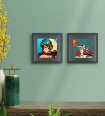 BK Gift Popart Tasarımlı 2’li Ahşap Çerçeveli Taş Duvar Dekoru-10