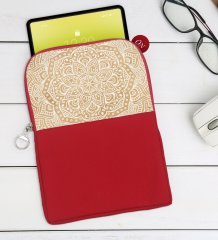 BK Gift Retro Motif Tasarımlı Taşınabilir Koruyucu Tablet Kılıfı & Organizer Çanta - Kırmızı-1