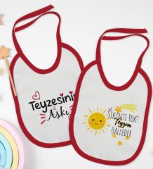 BK Kids Teyze Tasarımlı 2’li Kırmızı Mama Önlüğü-4