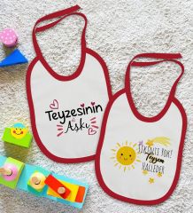 BK Kids Teyze Tasarımlı 2’li Kırmızı Mama Önlüğü-4