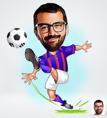 Kişiye Özel Bordo Mavi Futbolcu Tasarımlı Dijital Karikatür-1