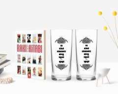 Kişiye Özel Renkli Baskılı En Kötü Günümüz Böyle Olsun Tasarımlı İkili Rakı Bardağı ve Rakı Cep Kitabı Hediye Seti-2