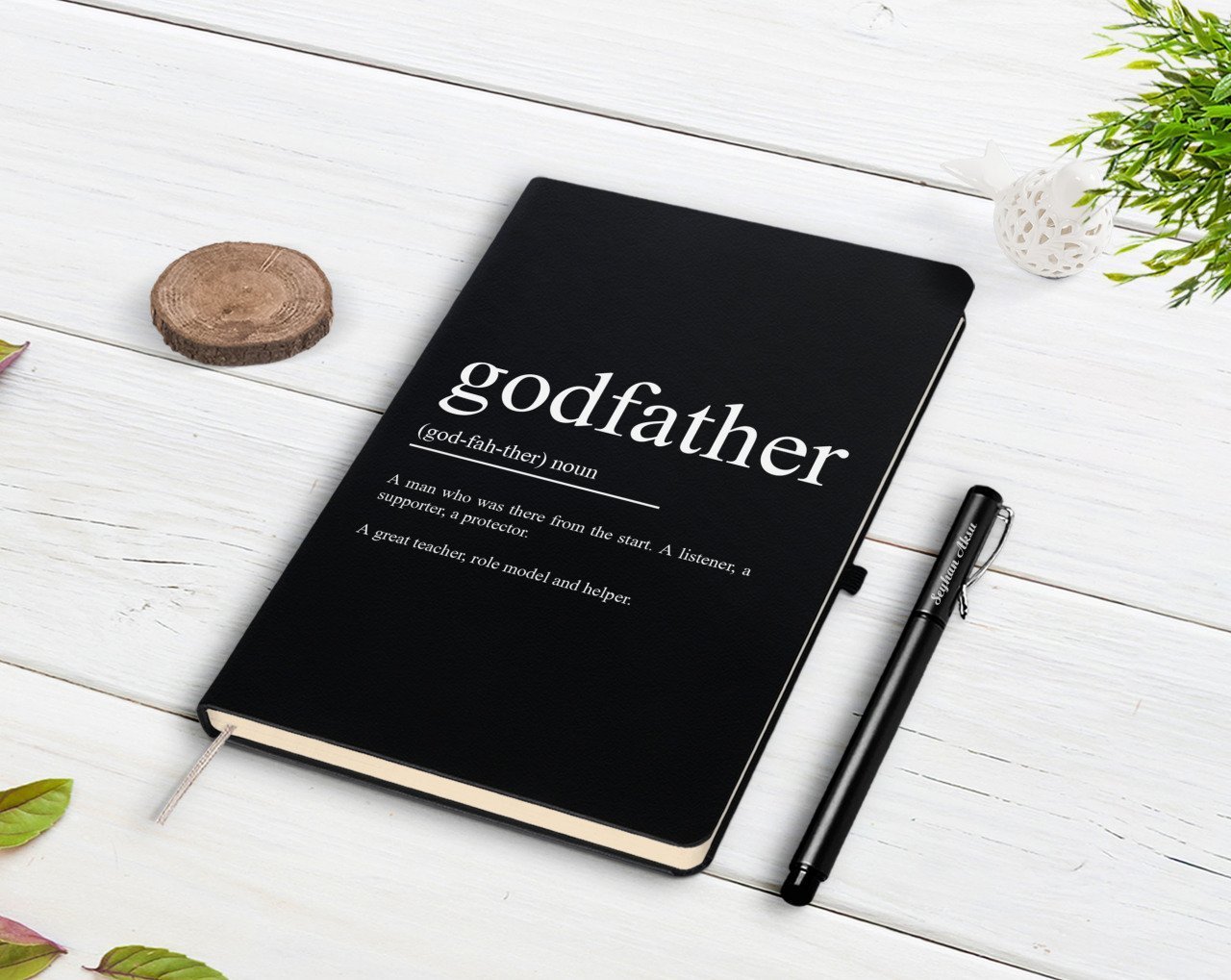 Kişiye Özel Godfather Baba Tasarımlı Siyah Defter ve Kalem Hediye Seti-14