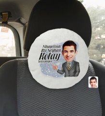 Kişiye Özel İsimli Erkek Kolay Yetişmiyor Karikatürlü Yuvarlak Araç Koltuk Yastığı-2