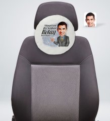 Kişiye Özel İsimli Erkek Kolay Yetişmiyor Karikatürlü Yuvarlak Araç Koltuk Yastığı-2