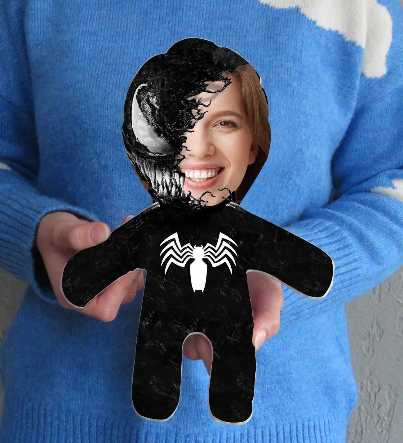 BK Gift Kişiye Özel Fotoğraflı Venom Tasarımlı Bebek Yastık, Arkadaşa Hediye-1