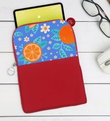 BK Gift Portakal Tasarımlı Taşınabilir Koruyucu Tablet Kılıfı & Organizer Çanta - Kırmızı-1
