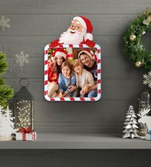 BK Gift Kişiye Özel Fotoğraflı Noel Baba Figürlü 3D Ahşap Çerçeve Tablo