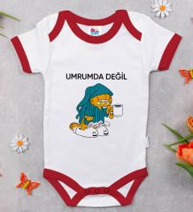 BK Kids Umrumda Değil Tasarımlı Kırmızı Bebek Body Zıbın-1