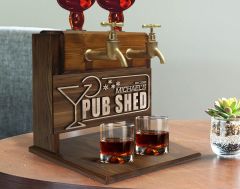 BK Gift Kişiye Özel Kabartma İsimli ve Tarihli Çift Musluklu Doğal Ahşap İçki Standı-30, İçki Standı, Doğum Günü Hediyesi, Ev Hediyesi