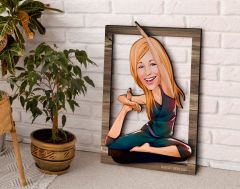 BK Gift Kişiye Özel Kadın Yoga Karikatürlü 3D Ahşap Tablo, Sevgiliye Hediye, Arkadaşa Hediye, Yıl Dönümü Hediyesi, Doğum Günü Hediyesi-2