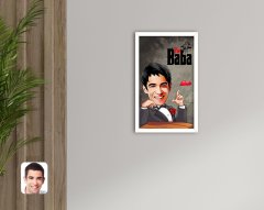 Kişiye Özel Godfather Baba Karikatürlü Dekoratif Ahşap Beyaz Çerçeveli Tablo-7