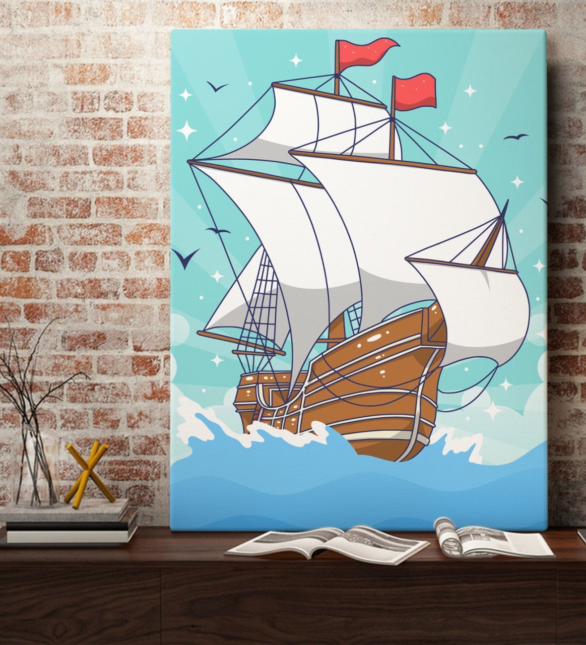 BK Gift Gemi Tasarımlı Kanvas Tablo 70x100cm-4