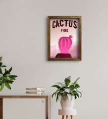 BK Gift Kaktüs Tasarımlı Doğal Masif Ahşap Çerçeveli Tablo 30x40cm-21