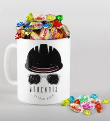 Kişiye Özel Mühendis Kupa ve Haribo Şeker Hediye Seti-4