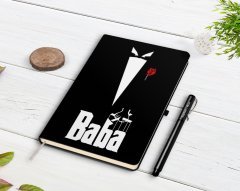 Kişiye Özel Godfather Baba Tasarımlı Siyah Defter ve Kalem Hediye Seti-12