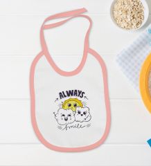 BK Kids Always Smile Tasarımlı Pembe Bebek Body Zıbın ve Mama Önlüğü Hediye Seti-1