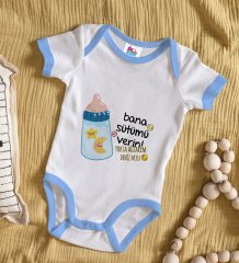 BK Kids Kişiye Özel Mavi Bebek Body Zıbın - Model 21