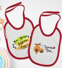 BK Kids Teyze Tasarımlı 2’li Kırmızı Mama Önlüğü-2