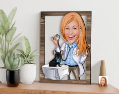 BK Gift Kişiye Özel Kadın Veteriner Hekim Karikatürlü 3D Ahşap Tablo, Sevgiliye Hediye, Arkadaşa Hediye, Yıl Dönümü Hediyesi, Doğum Günü Hediyesi-1