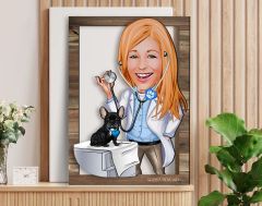 BK Gift Kişiye Özel Kadın Veteriner Hekim Karikatürlü 3D Ahşap Tablo, Sevgiliye Hediye, Arkadaşa Hediye, Yıl Dönümü Hediyesi, Doğum Günü Hediyesi-1