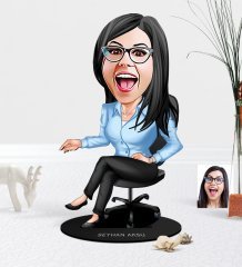 Kişiye Özel Bayan Patron Karikatür Ahşap Biblo - 2