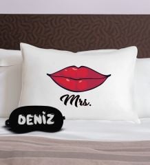 BK Gift Kişiye Özel Eğlenceli Tasarrımlı Pamuklu Yastık Kılıfı ve Göz Bandı Uyku Seti-5, Tasarım Ev Tekstili, Uyku Bandı, Ev Hediyesi