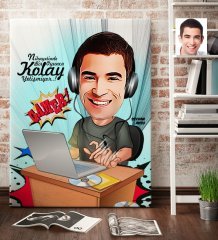 Kişiye Özel Bay Oyuncu Karikatür Kanvas Tablo (70 x 100 cm.) 1