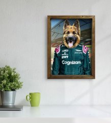 Evcil Dostlara Özel Pilot Tasarımlı Portre Doğal Masif Ahşap Çerçeveli Tablo 45x65cm-8