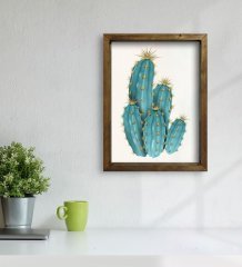 BK Gift Kaktüs Tasarımlı Doğal Masif Ahşap Çerçeveli Tablo 30x40cm-20