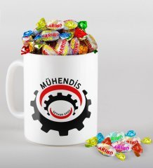 Kişiye Özel Mühendis Kupa ve Haribo Şeker Hediye Seti-3