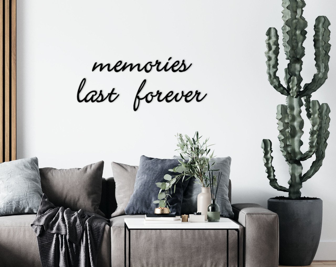 BK Home Memories Last Forever Ahşap Duvar Yazısı