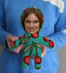 BK Gift Kişiye Özel Fotoğraflı Kiraz Tasarımlı Bebek Yastık, Arkadaşa Hediye-1