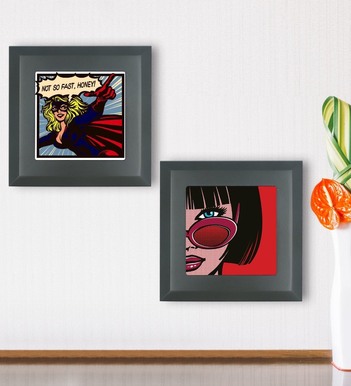 BK Gift Popart Tasarımlı 2’li Ahşap Çerçeveli Taş Duvar Dekoru-7