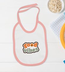 BK Kids Good Vibes Tasarımlı Pembe Bebek Body Zıbın ve Mama Önlüğü Hediye Seti-1