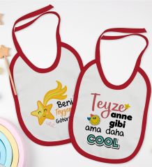 BK Kids Teyze Tasarımlı 2’li Kırmızı Mama Önlüğü-1