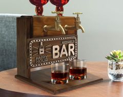 BK Gift Kişiye Özel Kabartma İsimli ve Tarihli Çift Musluklu Doğal Ahşap İçki Standı-28, İçki Standı, Doğum Günü Hediyesi, Ev Hediyesi