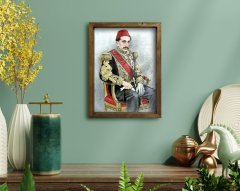 BK Home Sultan II Abdülhamid Han Tasarımlı Doğal Masif Ahşap Çerçeveli Tablo 45x65cm-6