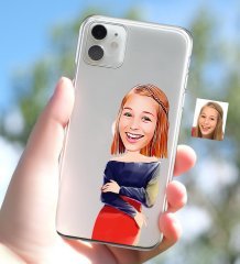 Kişiye Özel Bayan Karikatürlü iPhone 11 İnce Şeffaf Silikon Telefon Kapağı-12